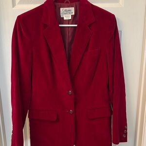 Vintage California collection, burgundy velvety 100% cotton shell Women's Blazer